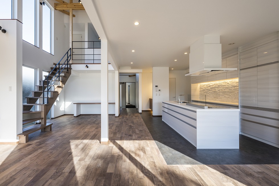 解放感溢れるスッキリとしたリビングがポイント!
お客様こだわりの注文住宅。